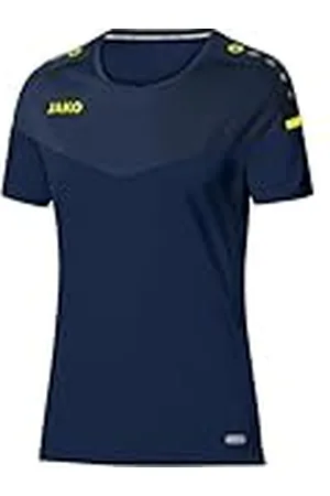 Jako Champ 2.0 Camiseta, Womens, Azul Marino/Azul Oscuro/Amarillo Neón, 40