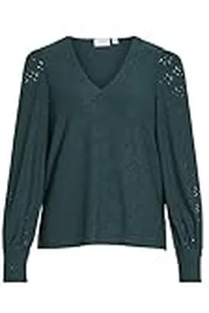VILA Vipaulina V-Neck L/S Top Blusa de Manga Larga, , L para Mujer