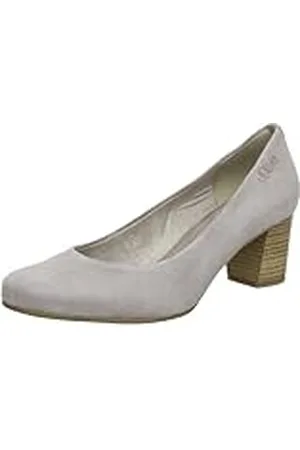 QS by s.Oliver Casual - Zapatos de tacón de Cuero Mujer, Color Beige, Talla 36