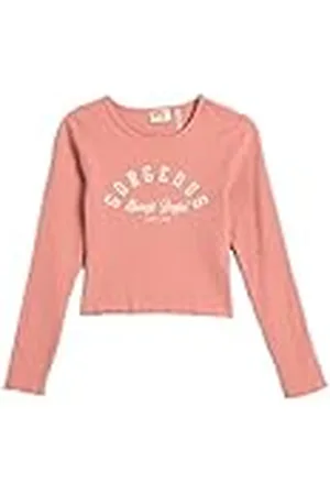 Koton Printed T-Shirt Ribbed Long Sleeve Round Neck Cotton, Camiseta niñas,