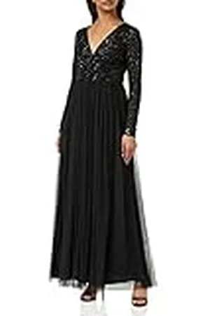 Maya Deluxe Noche para Mujer, de Manga Larga, Maxi Elegante, para Boda, Vestido de Dama de Honor, , 46