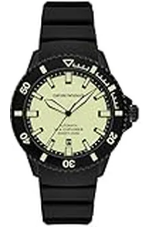 Emporio Armani Reloj Analógico para Hombres de Mecánico de Cuerda Manual con Correa en Silicona AR60085