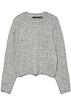 VERO MODA Vmnovah LS O-Neck Jersey Ga Noos Punto, Color Gris, M para Mujer