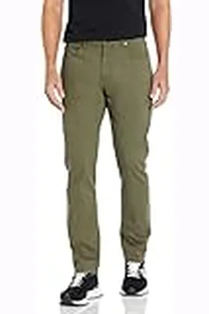 Amazon Pantalón de Sarga Elástico con 5 Bolsillos y Ajuste Deportivo (Disponible en Talla Grandes y Largos Especiales) Hombre, , 33W / 32L
