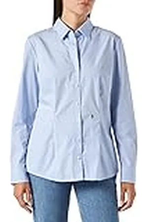 Seidensticker City Bluse Langarm Slim Fit Uni, Blusa para Mujer, Azul (Hellblau Karo), 38