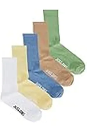 JACK & JONES Jacroman Tennis Socks 5 Pack Calcetines, Blanco/Pack: Silver Lake Blue-Absinthe Green-Crockery-Pastel Yellow, Talla única Hombres
