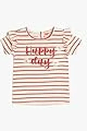 Koton Striped T-Shirt Ruffle and Sequined Detail Short Sleeve Cotton Camiseta, , 3-4 Años para Niñas