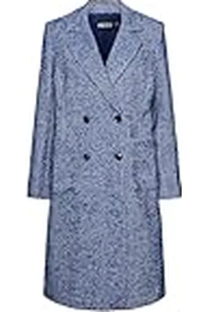 Pieces® Pcnaya Coat Abrigo, Azul Oscuro Vaquero/Rayas Blancas, S para Mujer