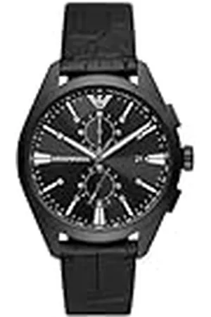Emporio Armani Reloj Hombre, Movimiento cronógrafo, 43mm caja de acero inoxidable con correa de piel Pro-Planet, AR11483