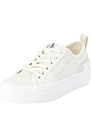 Calvin Klein Jeans Zapatillas para Mujer Sneaker Vulcanizada Plana Bold Low con Plataforma, Blanco (Creamy White/Eggshell), 38