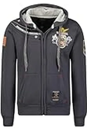 Geographical Norway Faero Men Sudadera con Capucha, Gris Foncé, S para Hombre