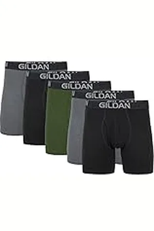 Gildan Calzoncillos Tipo bóxer elásticos de algodón, múltiple Ropa Interior de Hombres, , XL (Pack de 5)