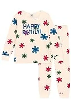 Petit Bateau Pijama para Niñas, Blanco Avalanche / Multicolor, 2 años