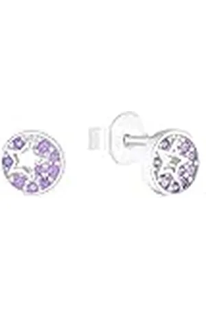 QS by s.Oliver Pendientes de plata de ley 925 joyería de los oídos de los niños de las muchachas, con zirconia synth., 0,6 cm, plata, estrella, viene en caja de regalo de joyería, 2036820