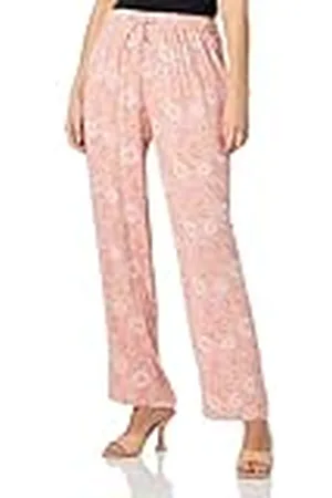 USHA Pantalones de Tela, Rosa Multicolor, L para Mujer