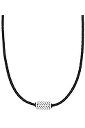 QS by s.Oliver Collar de acero inoxidable de cuero Niños Collar, 40+3 cm, plata, viene en caja de regalo de joyería