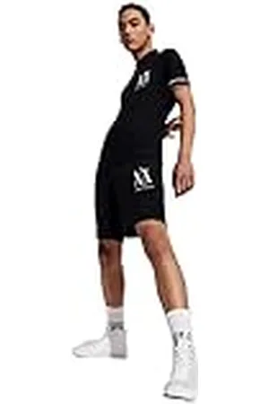 Armani Exchange Logotipo Frontal Bordado, Cordones Ajustables Pantalones Cortos Informales, Marino, L para Hombre