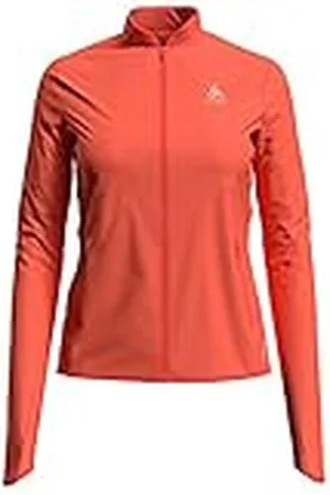 Odlo Midlayer Full Zip FLI Ceramiwarm Fleecejacke Chaqueta de Forro Polar para Mujer, Coral-Papaya-Rayas, Extra-Small