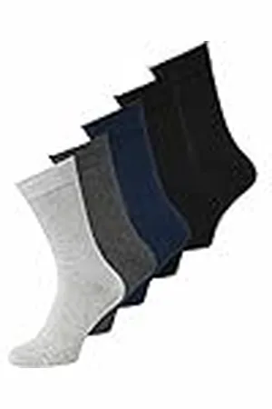 JACK & JONES Jacbasic Bamboo Sock 5 Pack Noos Calcetines, Negro/Detalles: Negro-Azul Marino-Gris Oscuro Mezcla-Gris Claro, Talla única Hombres