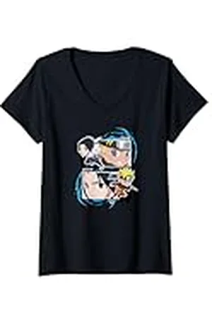 Naruto Mujer Marcos de combate Shippuden y Sasuke SD Camiseta Cuello V