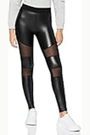 Urban classics Ladies Tech Mesh Faux Leather Leggings, , XXL para Mujer