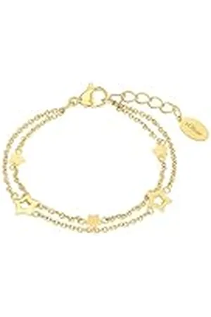QS by s.Oliver Pulsera de acero inoxidable niña niños brazo joyas, 14+2 cm, plata, estrella, Viene en caja de regalo de joyería