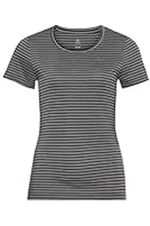 Odlo Camiseta de Manga Corta para Mujer Concord Element, Mujer, 550731, Gris Oslo Steel - Negro - Rayas, Small