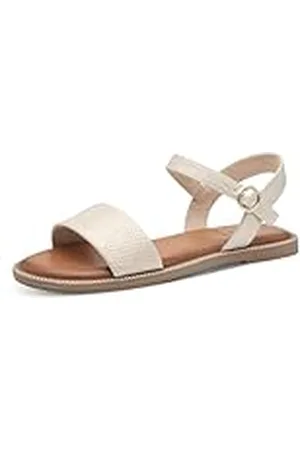 QS by s.Oliver Damen 5-28133-42, Sandalias Planas Mujer, Champagne Snak, 38 EU