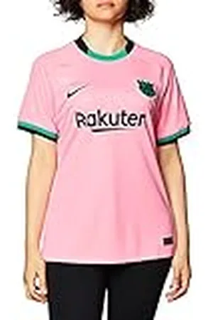 Nike FC Barcelona Temporada 2020/21-FCB W NK BRT STAD JSY SS 3RCK7850-654 Camiseta Tercera Equipación, Mujer, Pink Beam/Black Full Sponsor, L