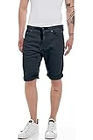 Replay Djovic Pantalones Cortos de Jean, 098 Negro, 28W para Hombre