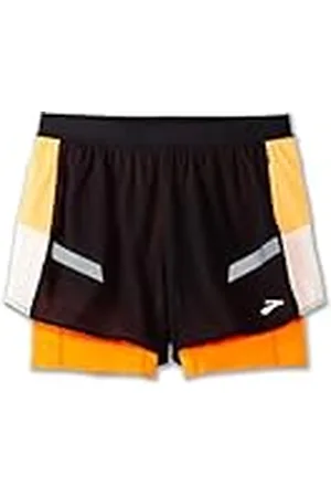 Brooks 221687080 Run Visible 4" 2in1 Short 2.0 Shorts Mujer Black/Ecru/Fluoro Flash Tamaño 20