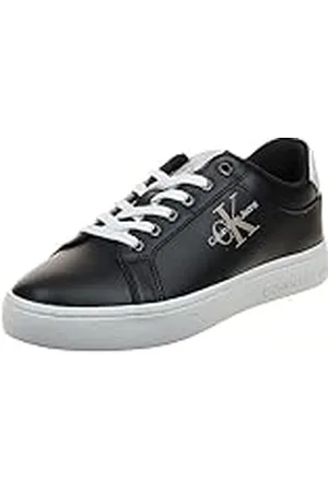 Calvin Klein Jeans Mujer Sneaker Suela Cupsole Classic Fluo Contrast Wn Zapatillas, Negro (Black/Ancient White), 39