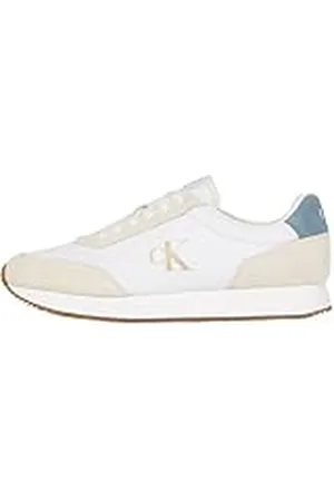 Calvin Klein Runner Sneaker Hombre Retro Iconic Calzado, Multicolor (Bright White/Creamy White/Lead), 46