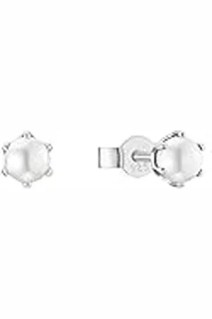 Amor Pendientes de de ley 925 pendientes de niña, con perla de cera, 0,5 cm, , Viene en caja de regalo de joyería