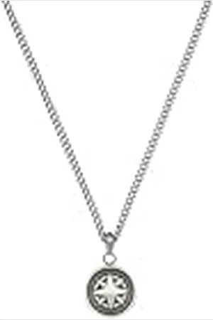 QS by s.Oliver Cadena con colgante de acero inoxidable collar de los hombres, 50+5 cm, , brújula, viene en caja de regalo de joyería