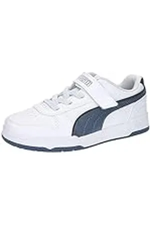 PUMA RBD Game Low AC+PS, Zapatillas, White-Inky Blue-Dark Coal Team Gold, 34 EU