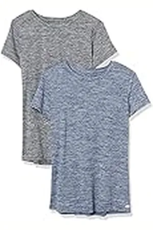 Amazon Camiseta Deportiva, Ligera y Elástica de Secado Rápido, Manga Corta y Cuello Redondo (Disponible en Talla Extragrande) Mujer, Pack de 2, , XS
