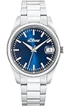 QS by s.Oliver Reloj de pulsera de cuarzo analógico de los hombres, con brazalete de acero inoxidable, , 5 bar resistente al agua, viene en caja de regalo