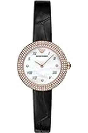 Emporio Armani Reloj de mujer, Movimiento de dos manecillas, 30mm Caja de acero inoxidable color oro rosa con correa de piel, AR11356