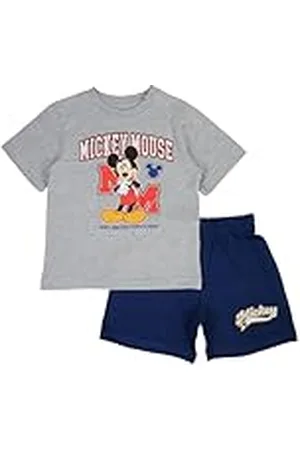 Disney MICKEY, Conjunto de 2 piezas, Camiseta + Pantalones cortos, Niños, (2 a 8 años), Unisex, Niño, Niña, Suave, Lindo, Cálido, Camiseta, Pantalones, Modelo DIS MFB 5204C166 S2-6A