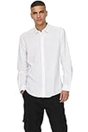 Only & Sons Onscaiden LS Solid Linen Shirt Camisa, , Large para Hombre