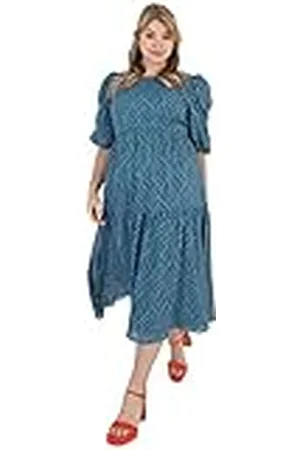 Lovedrobe Womens Plus Size Dress Ladies Curve Key Backhole 3/4 Sleeves Midaxu High Waist Everyday for Summer Work Office Party Vestido, , 52 para Mujer