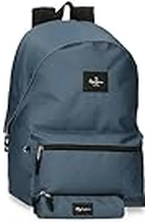 Pepe Jeans Aris Mochila para Portátil + Estuche Escolar 15,6" Azul 31x44x15 cms Poliéster 30,01L