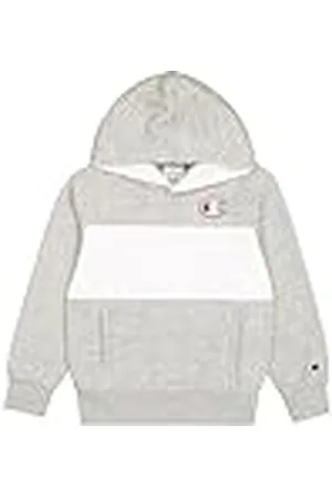 Champion Legacy Retro Sport B (306849) - Sudadera con capucha de forro polar compacto y ultraligero, gris melange/blanco (NOXM/WHT), 11-12 años (L) Niño FW24