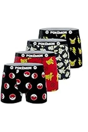 Pokemon Calzoncillos bóxer Pikachu para niños, Suaves, Transpirables y cómodos (Juego de 4), Negro/Rojo/Blanco/Amarillo 6/8 ños