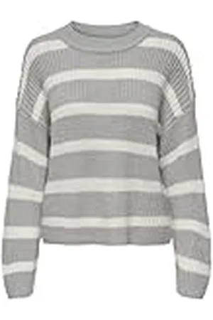 JDY Justy L/S Stripe Pullover Knt Noos Jersey de Punto, Gris Formal, S para Mujer