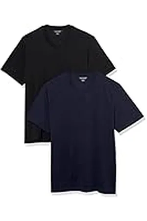 Amazon Camiseta de manga corta, cuello de pico, corte recto (disponible en tallas grandes y largos especiales) Hombre, Pack de 2, , XXL