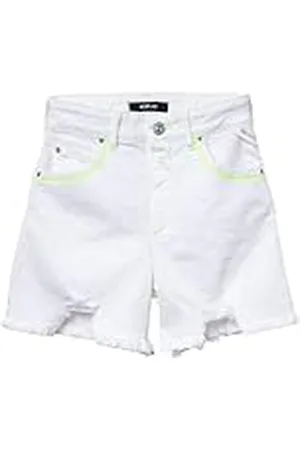 Replay Pantalón corto vaquero para niña con tejido elástico, blanco (White 001), 8 años