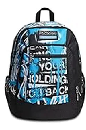 7 for all Mankind Mochila escolar avanzada, color negro azul, con estampado de chico, mochila doble con bolsillo para ordenador portátil y bolsillo para botella de agua, escuela y ocio, niños y adolescentes