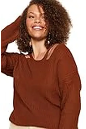 Trendyol Regular fit Basic Square Collar Knitwear Plus Size Jumper Suéter, , 3XL (Grande) para Mujer